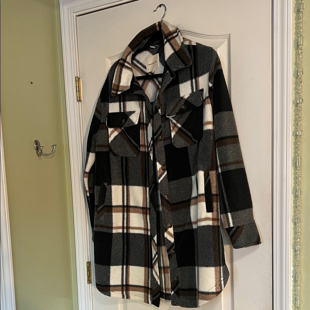 Thread & Supply Plaid Utility Jacket - Black, White, Brown